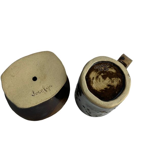 pottery coffee pour over set Artist Signed Handmade Studio Art - Picture 15 of 16